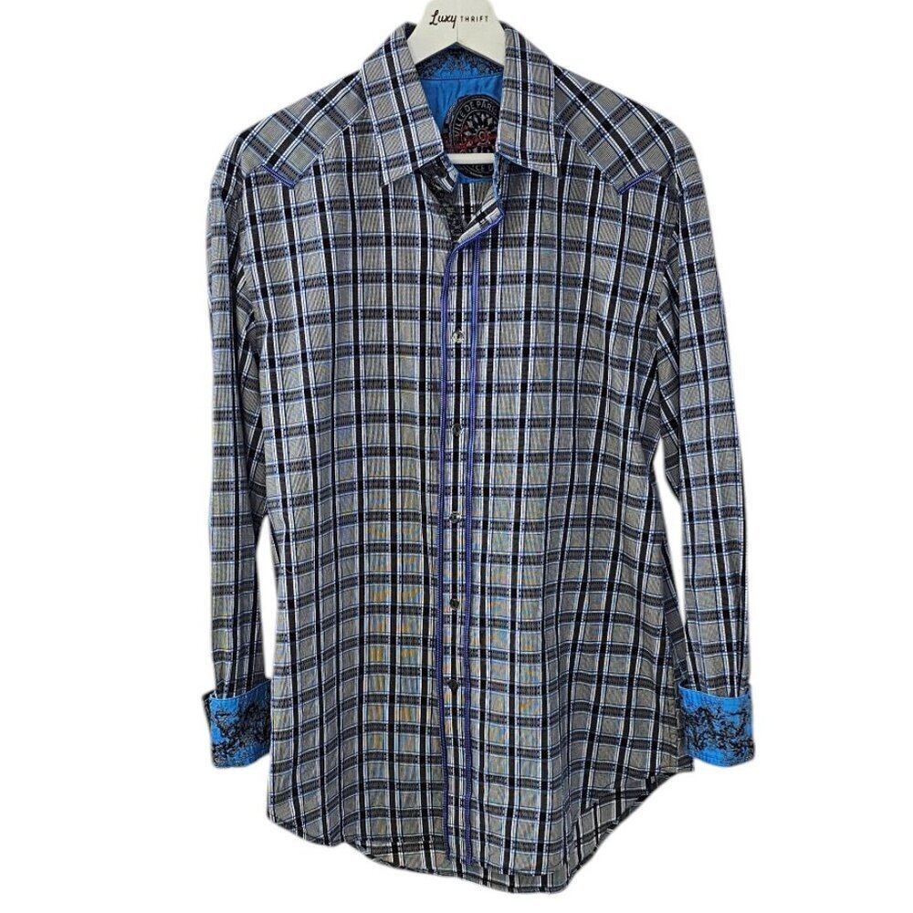 Robert Graham Mens Long Sleeve Button Up Shirt, Flip Cuff, Cotton, Size M